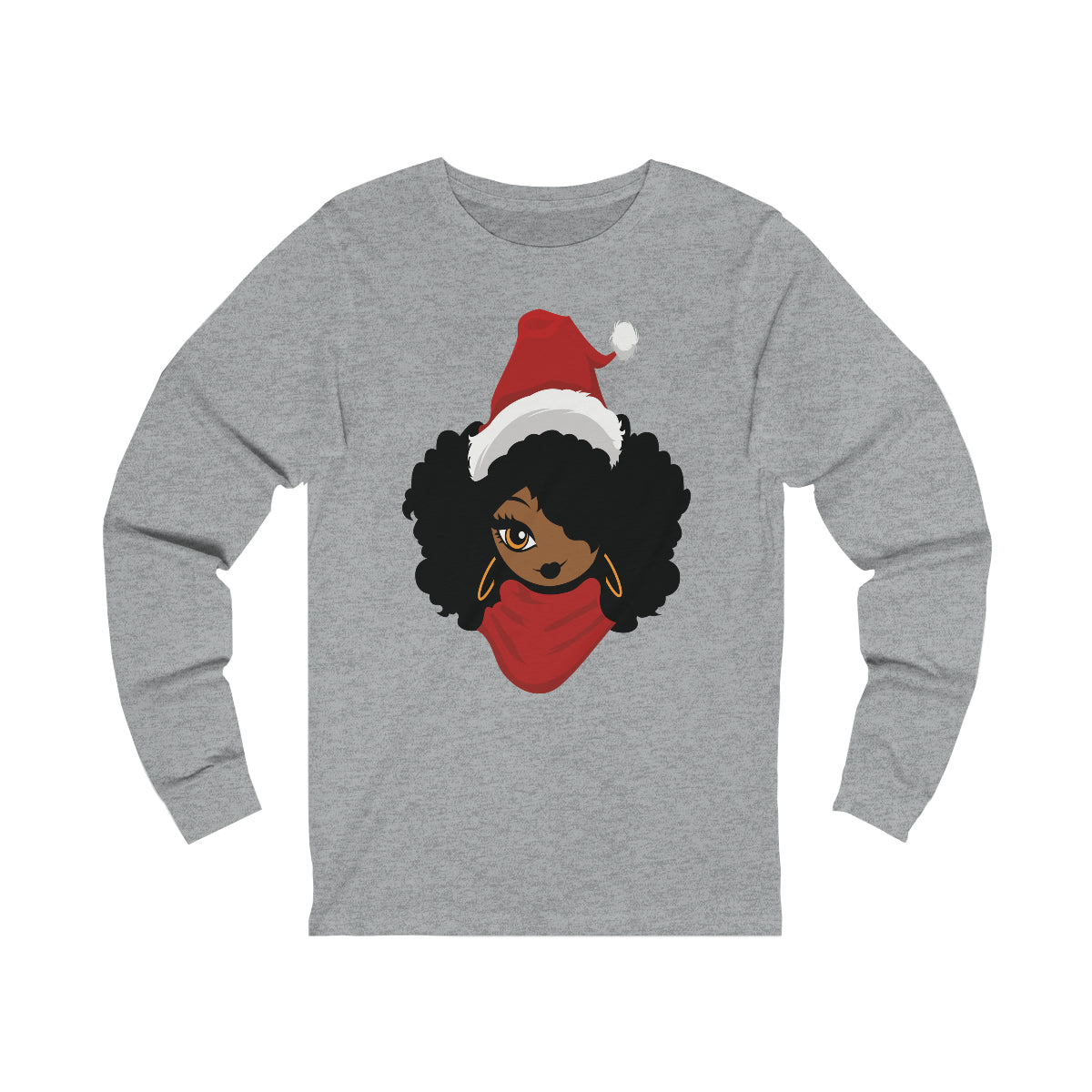 Afro Woman Santa Unisex Jersey Long Sleeve Tee
