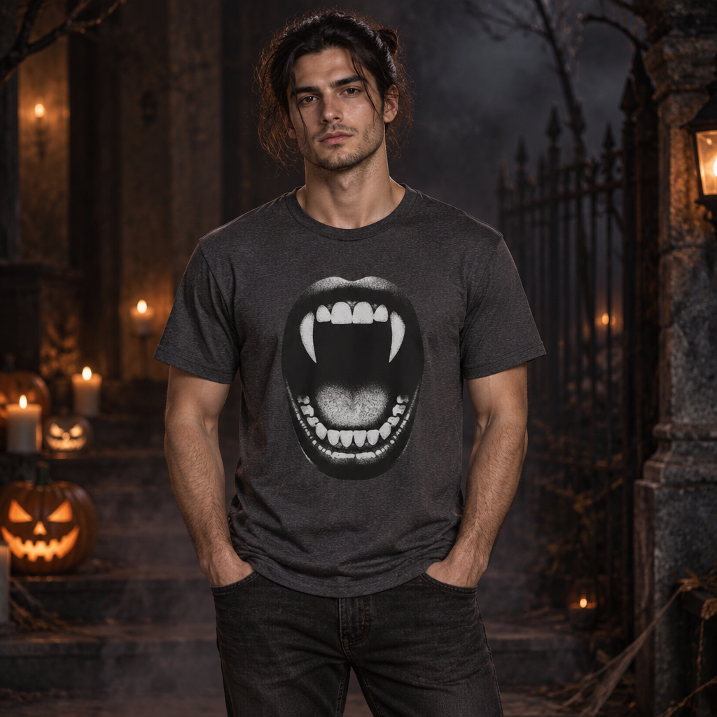 Vampire Fangs Mouth T-Shirt | Gothic Horror Graphic Tee
