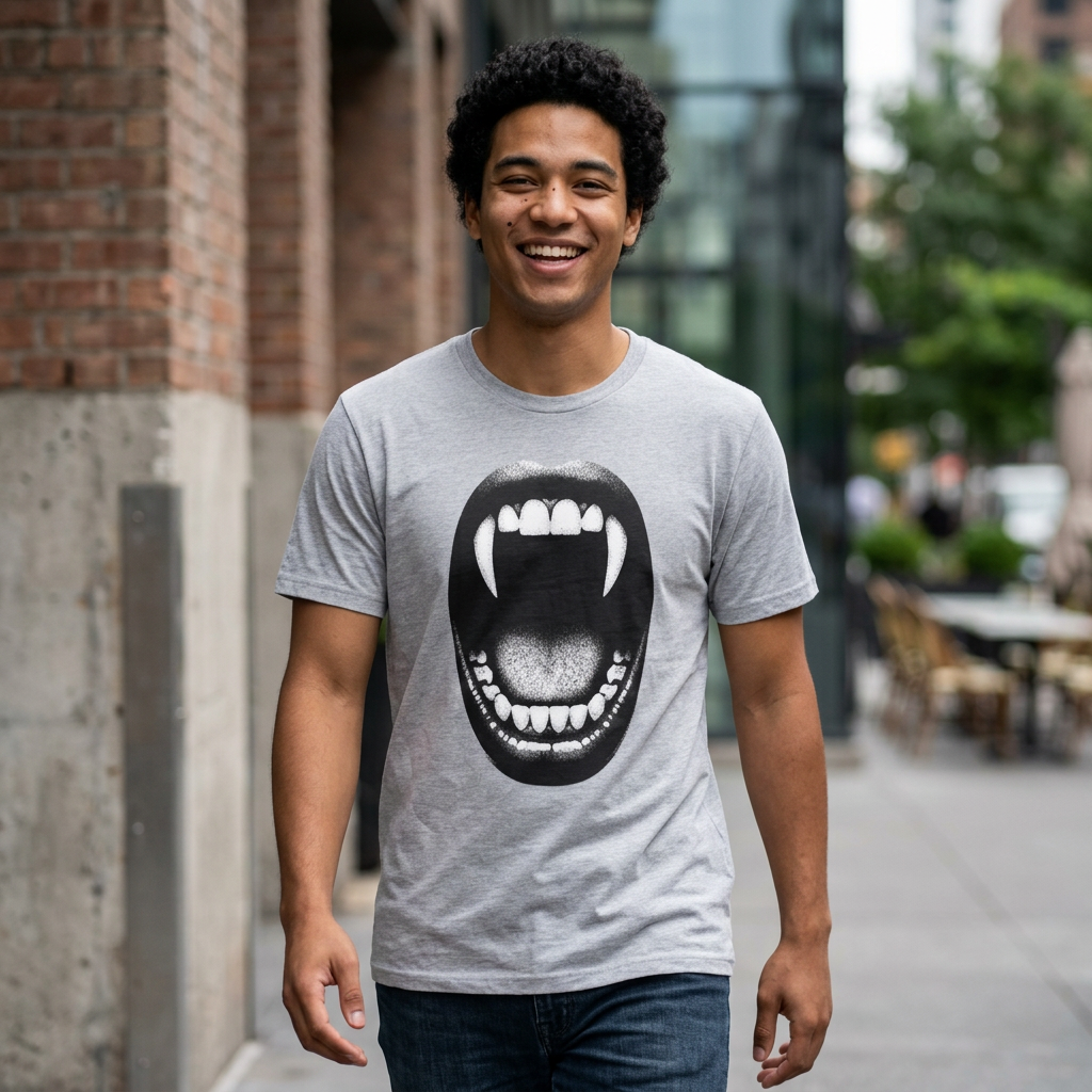 Vampire Fangs Mouth T-Shirt | Gothic Horror Graphic Tee