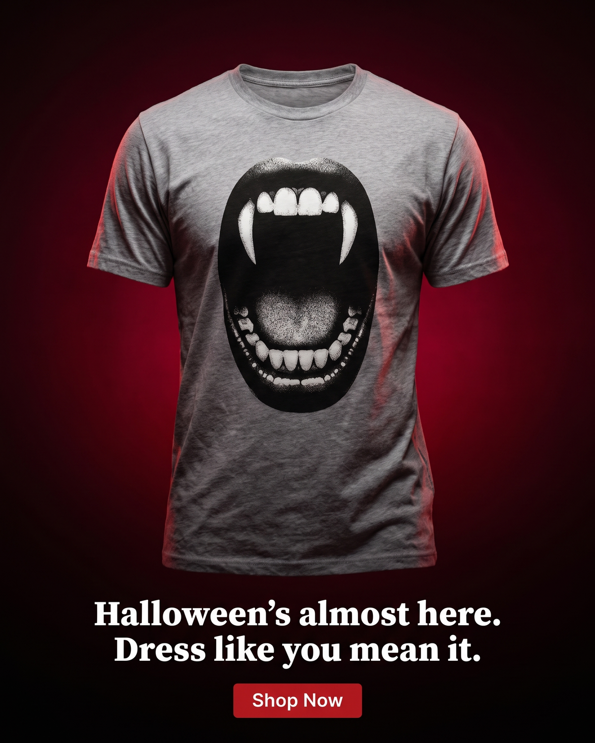 Vampire Fangs Mouth T-Shirt | Gothic Horror Graphic Tee