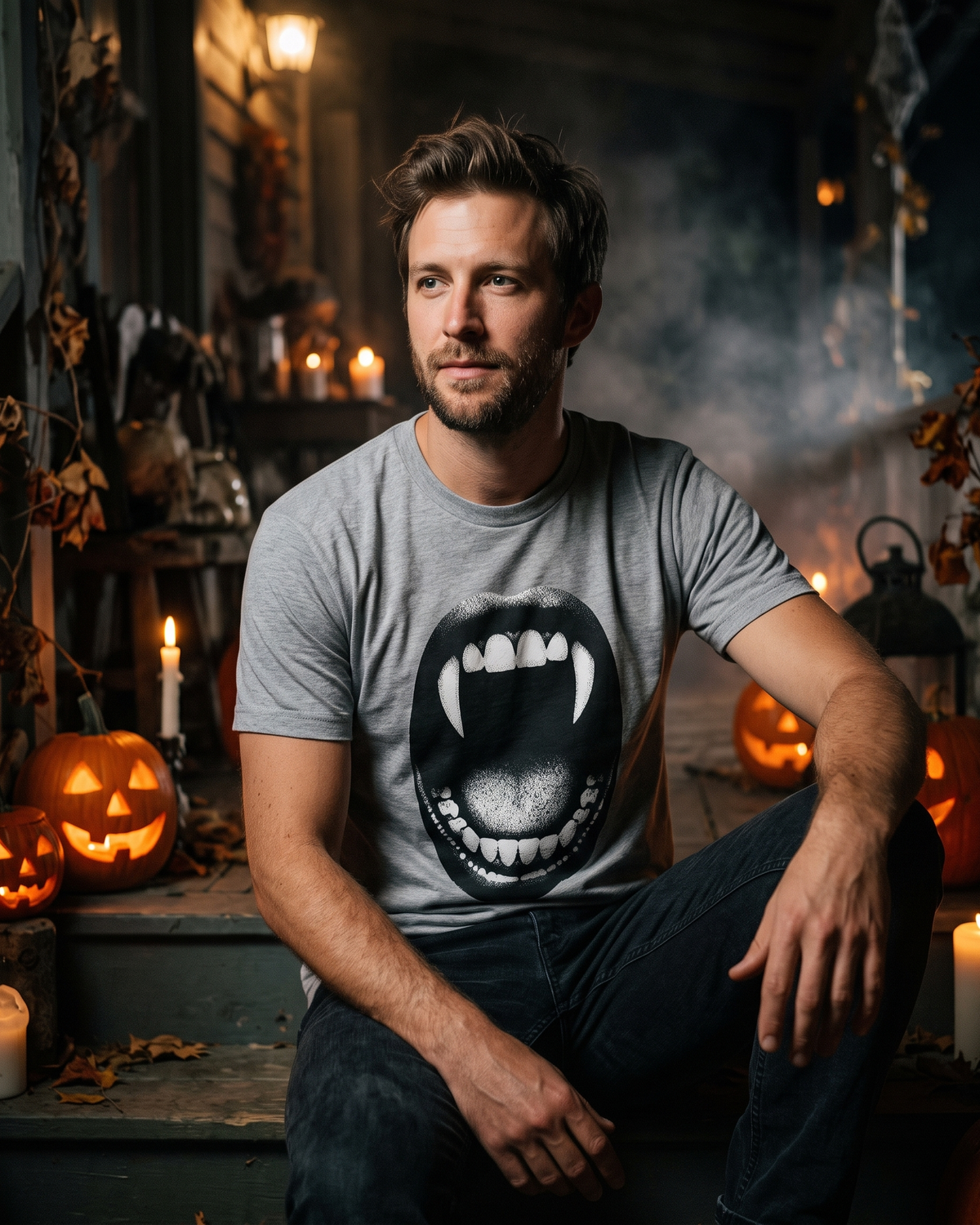 Vampire Fangs Mouth T-Shirt | Gothic Horror Graphic Tee