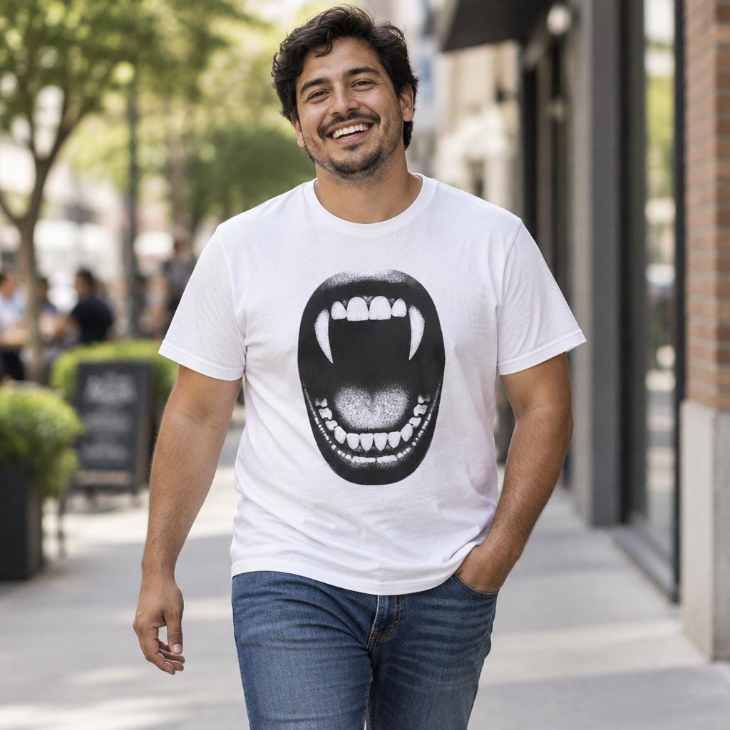 Vampire Fangs Mouth T-Shirt | Gothic Horror Graphic Tee