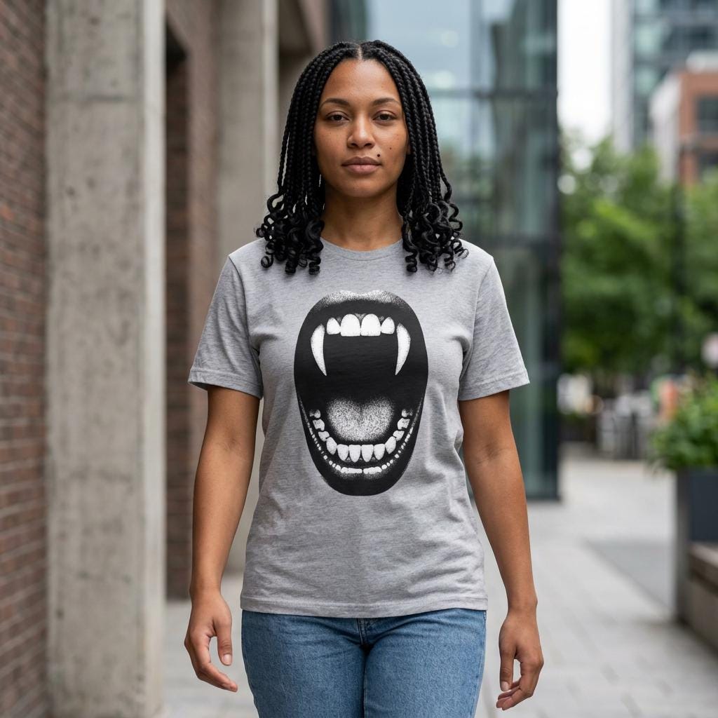 Vampire Fangs Mouth T-Shirt | Gothic Horror Graphic Tee