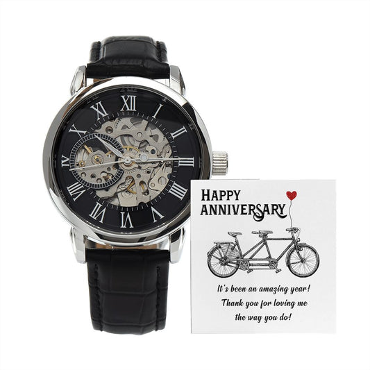 Mens's Openwork Watch and Message Card