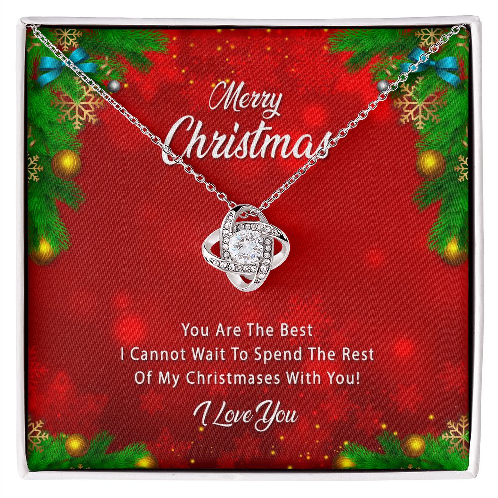 Love Knot Necklace White Gold and Gold, Merry Christmas