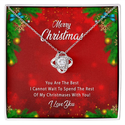 Love Knot Necklace White Gold and Gold, Merry Christmas