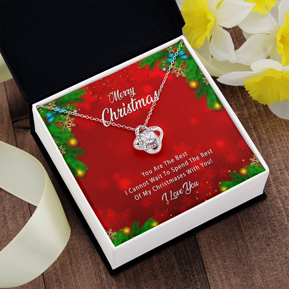 Love Knot Necklace White Gold and Gold, Merry Christmas