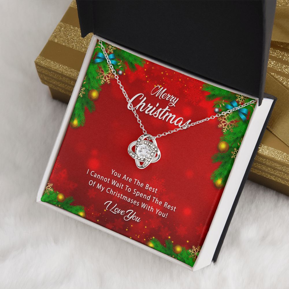 Love Knot Necklace White Gold and Gold, Merry Christmas