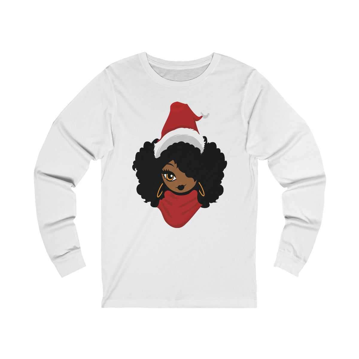 Afro Woman Santa Unisex Jersey Long Sleeve Tee