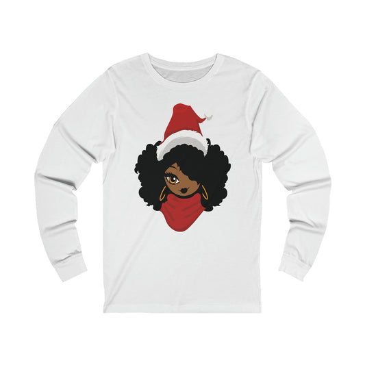 Afro Woman Santa Unisex Jersey Long Sleeve Tee