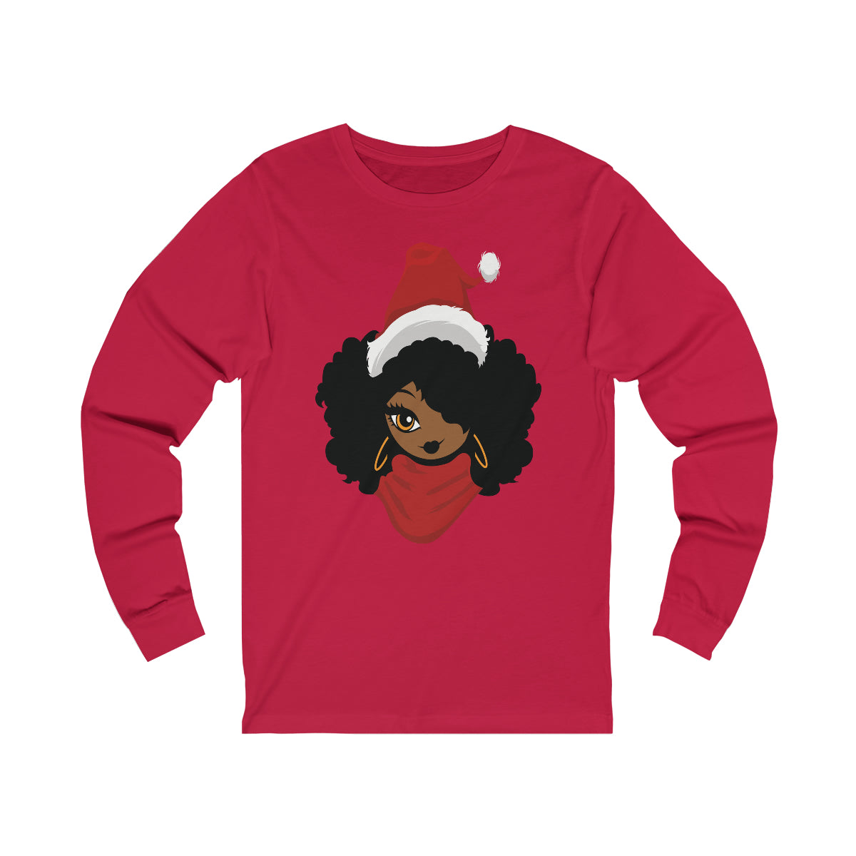 Afro Woman Santa Unisex Jersey Long Sleeve Tee